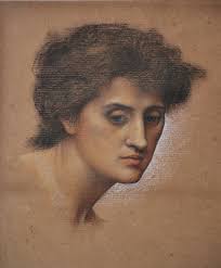 File:Evelyn De Morgan Study of female head for The Cadence of Autumn 1905  a.png