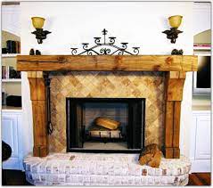 Most fireplace mantels are made from thin pieces of wood assembled to look like a solid beam. Another Mantle Idea Rustic Fireplace Mantels Rustic Fireplaces Rustic Mantel