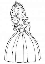 Hello kitty plays with butterflies in a flower meadow. Princess Amber With A Kitten Coloring Pages Sofia The First Coloring Pages Colorings Cc