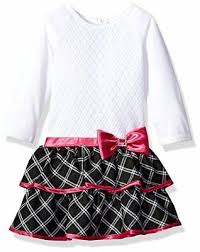 Youngland Little Girls Crochet Bodice Knit To Woven Plaid