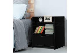 Artiss Bedside Tables Drawers Side Table Bedroom Furniture Nightstand Black Unit Matt Blatt