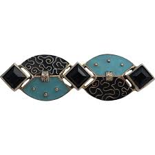 Theodor Fahrner Art Deco Silver Brooch Enamel Art Deco Art