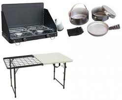 Camp Stove Folding Table Cookware Bundle Camping Grilling Propane Kitchen Beach Camping Stove Grill Table Camping Grill