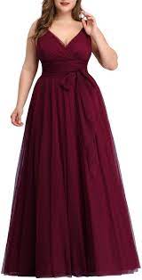 Ever Pretty Women S Plus Size V Neck Wrap Empire Waist Tulle Bridesmaid Dress Shopinzar Com Bridesmaid Dresses Plus Size Bridesmaid Dresses Burgundy Bridesmaid Dresses