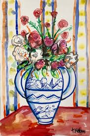 15 1/8 x 18 1/4 in. The Lost Sock Henri Matisse Blue Willow Still Life