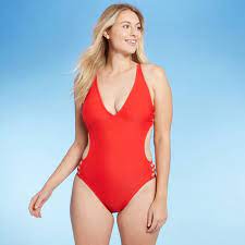 Women S Tall Long Torso Braid Side Monokini One Piece Swimsuit Shade Shore Red One Piece Long Torso Swimsuits One Piece Swimsuit