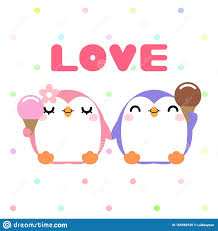 Una Pareja De Pinguinos De Dibujos Animados Enamorados Del Helado Ilustracion Del Vector Ilustracion De Enamorados Pareja 165382535