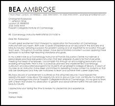 Cosmetology Instructor Cover Letter Sample Cover Letter Templates Examples