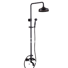 Antiqued brass shower fixtures, sporting also a classic retro design that perfectly matches the material they were made of. Rustic Oil Rubbed Bronze Wall Mount Hand Brass Shower Faucet Black