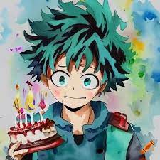 Izuku midoriya with birthday cake