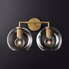 Industrial Globe Wall Light 2 Lights Metal And Glass Sconce Wall Lamp In Brass Black Chrome Beautifulhalo Com