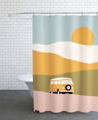 It is easy enough to find color coordinated curtain rings as they have choices of rod colors. Instant Camera Rainbow Shower Curtain Juniqe