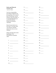 Sometimes, students too practice mock tests before appearing the main examination. Rocks And Minerals Practice Test Answer Sheet Use The