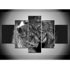 Black And White Lion And Lioness Picture Lion Wall Art Lion Canvas Art Lion And Lioness Painting Multi Panel Split Canvas Art King And Queen Canvas Print Mural Framed Exviver In 2020 Lion Wall Art Lion Canvas