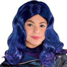 Kids' Disney Descendants Mal Loose Waves Hair Wig, Blue with Purple Ends,  One Size, Halloween Wearable Costume Accessory