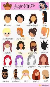 Hairstyle Names Types Of Haircuts With Useful Pictures 7esl English Vocabulary English Language Learning Learn English