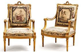 Mobilier De Salon En Bois Dore De Style Louis Xvi D Apres Un Modele De Georges