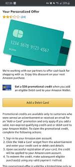 Limited time offers for amazon prime rewards visa card, amazon prime store card and amazon prime secured card members with an eligible prime membership. Amazon Com Add Debit Card To Amazon Com Wallet For 10 Credit Ymmv Redflagdeals Com Forums