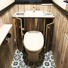 バス トイレ 壁紙屋本舗 ハンドメイド diy カフェ風 などのインテリア実例 2018 04 04 17 07 14 roomclip ルームクリップ トイレ リフォーム diy トイレ 収納 アイデア 収納 アイデア