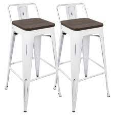 Compare prices on popular products in home furniture. Set Of 2 Oregon Industrial Low Back Barstools With Vintage White Frame Espresso Wood Lumisource Target