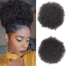 Short natural hairstyle for black women. Xtrend Black Short African Kinky Curly Wrap Drawstring Puff Ponytail Hair Extensions Wig With 2 Clips For Black Women 2 Buy Online In Grenada At Grenada Desertcart Com Productid 178610398