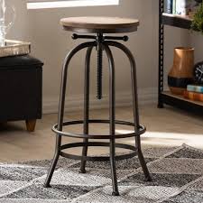 Baxton Studio Aline 28 In Oak Brown And Rust Bar Stool 150 9121 Hd The Home Depot In 2020 Bar Stools Swivel Bar Stools Stool