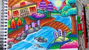 Menggambar dan mewarnai pemandangan sawah part2 interesting coloring drawing video list how to draw coloring.!! Gunung Gambar Mewarnai Pemandangan Alam Cara Menggambar Lukisan Mudah Lukisan