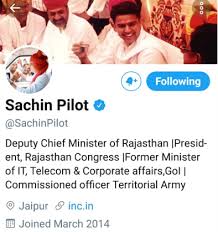 Ani On Twitter Sachin Pilot Changes His Bio On Twitter Pic 1 After Being Removed As Rajasthan Deputy Chief Minister And State Congress Unit Chief Pic 2 Earlier Twitter Bio Https T Co L166ecrrmb