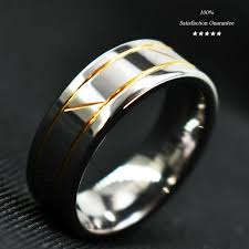 Details About Silver Tungsten Carbide Ring Infinity 18k Gold Inlay Wedding Band Mens Jewelry