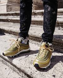 Air Max 97 Black And Gold Mens Nike Air Max 97 Gold Urban Outfits Urban Wear Streetwear Outfit