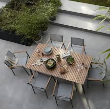 Practical, functional and stylish, our teak tables are available in a range of shapes and modern or traditional styles so you're sure to find something. Akoa Metal 6 Seater Dining Set In 2021 Dining Set Outdoor Furniture Sets Dining