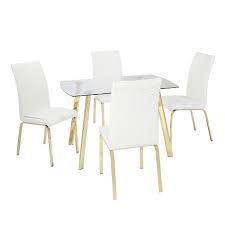 Position product name price hinge side. 5pc Uptown Dining Set White Glass Gold Buylateral Target