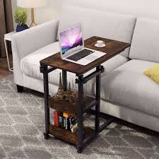 The Snack Table Can Be Adjusted From 28 3 Inch To 35 4 Inch Height Range To Meet Different Demands Works Well As B In 2020 Sofa Side Table End Tables Chair Side Table