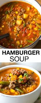 Hamburger Soup Is A Quick And Easy Meal Loaded With Vegetables Lean Beef Diced Tomatoes And Potato Beef Soup Recipes Easy Hamburger Soup Healthy Soup Recipes