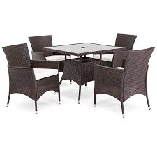 We reviewed popular and highly rated tables with an umbrella hole for your backyard, poolside, etc. Oakville Furniture 61205 5 Piece Patio Set Square Glass Top Dining Table With Standard Umbrella Hole 4 Outdoor Chairs Brown Wicker Beige Cushion Buy Online In Aruba At Aruba Desertcart Com Productid 166575436