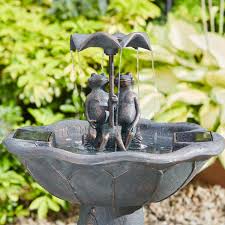 A cascading fountain involves water that trickles down into a reservoir. Smart Solar Frog Frolics Water Fountain 82 5 X 46 4cm Yorkshire Trading Company
