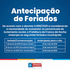 A autorização para mudança dos feriados foi inserida em outro projeto que já tramitava na câmara muncipal sobre estímulo à contratação de mulheres ficou muito claro que ao longo dos finais de semana e dos feriados dos últimos 56 dias nós temos índices mais elevados de isolamento e isso. Quais Cidades Da Regiao Metropolitana De Sao Paulo Vao Antecipar Feriados