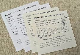 1950s 1960s Fender Pre Cbs Tube Amp Charts