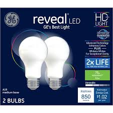 Ge Reveal 75 Watt Eq A19 Color Enhancing Dimmable Led Light Bulb 2 Pack In The General Purpose Led Light Bulbs Department At Lowes Com