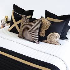 Black And Gold Colour Combos In 2020 Black Cushions Decorative Cushions Gold Bed