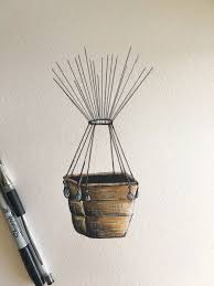 Original Painting Hot Air Balloon Basket A3 Size Makes The Perfect Unique Wedding Guest Book Balloon Painting Hot Air Balloon Craft Diy Wedding Guest Book