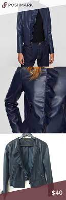 New Zara Faux Leather Jacket With Ruffle Trim Leather Jacket Leather Peplum Zara Jackets