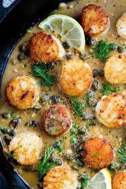 Gebratene Jakobsmuscheln Mit Zitronen Kapern Sauce Gebratene Jakobsmuscheln Jakobsmuscheln Rezept Rezepte