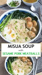 Misua Soup With Pork Meatballs Almondigas Recipe Misua Recipe Meatball Soup Recipes Pork Meatballs