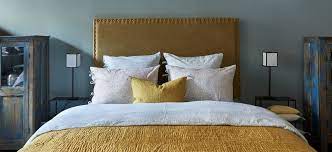 caravane tete de lit doree housse de couette couette en lin