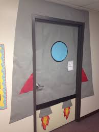 Wake up it's time for school! Rocket Ship Door Door Decorations Classroom Door Decorations Classroom Decor