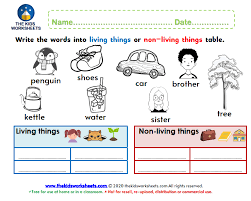 living things or non living things worksheets the kids worksheets
