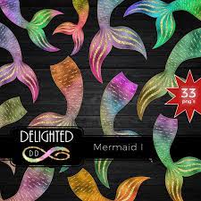 Mermaid Tail Clipart Gold Scales Glitter Clip Art Summer Sticker Sea Unicorn Foil Graphic Png Cute Rainbow Commercial Use Clip Art Summer Sticker Glitter Digital Paper