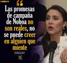 IC I La vicepresidenta de la República, Verónica Abad, rechazó las promesas  de campaña de Daniel Noboa, asegurando que no son reales y que los  ecuatorianos no deben confiar en alguien que
