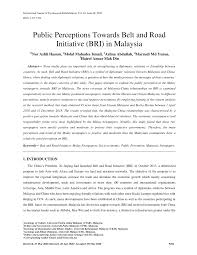 Gombak, hulu langat, klang, sabak bernam, petaling, jasin, alor gajah, melaka tengah, jelebu, jempol, seremban, kuala pilah, larut, matang & selama, kinta, batang padang, kuala. Pdf Public Perceptions Towards Belt And Road Initiative Bri In Malaysia